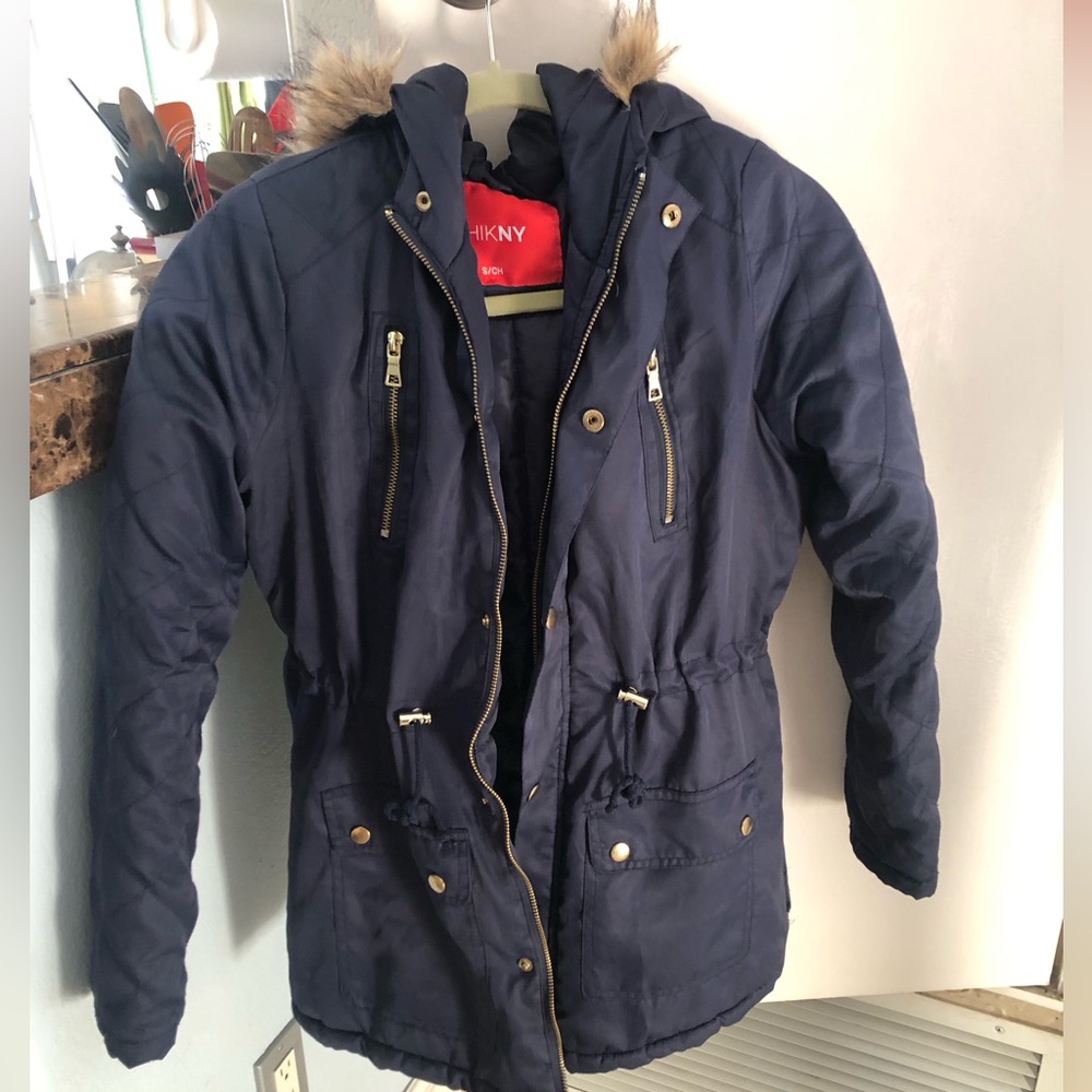 Navy womens Parka Jacket
